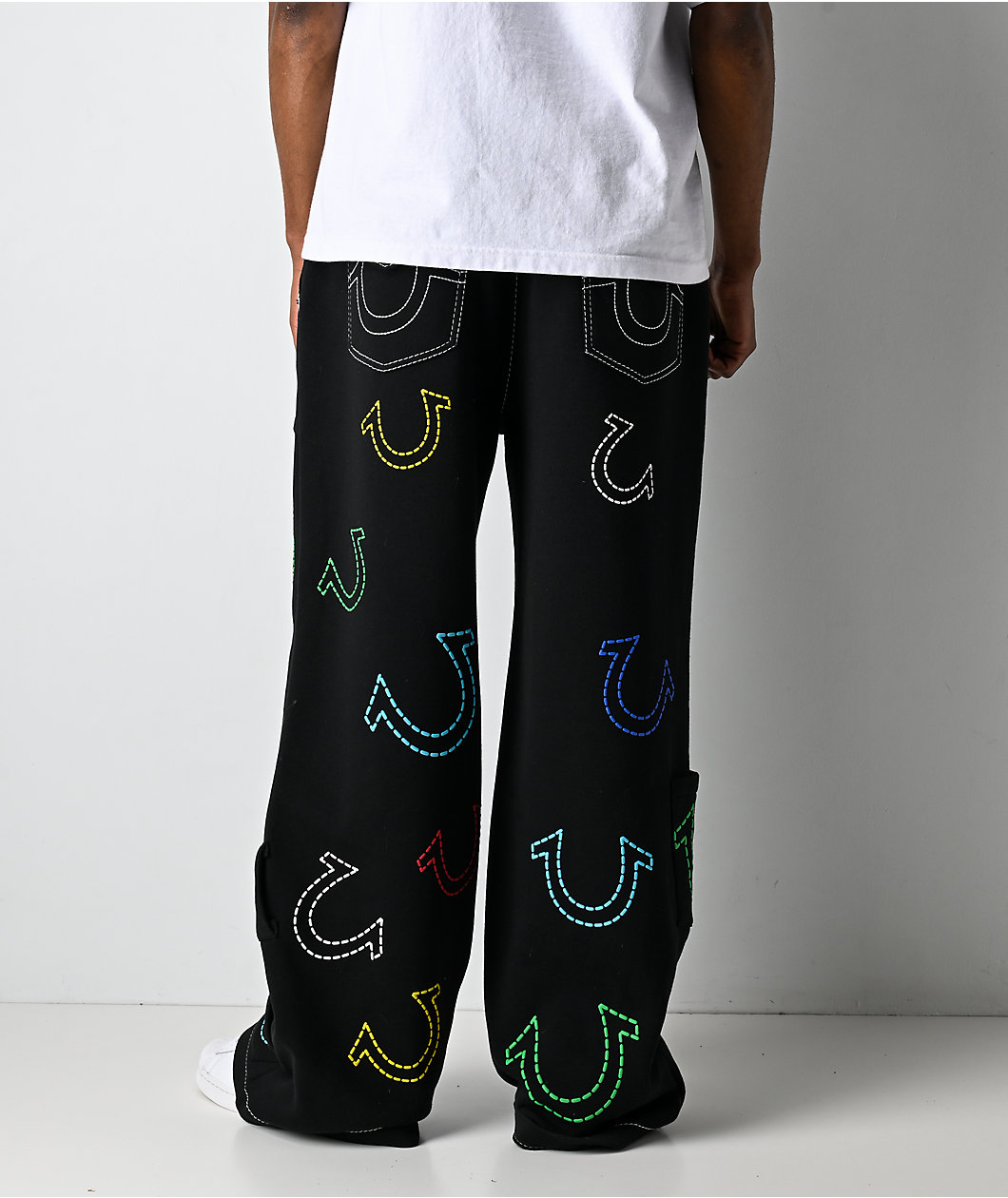 True Religion Horseshoe Big T Black Baggy Sweatpants
