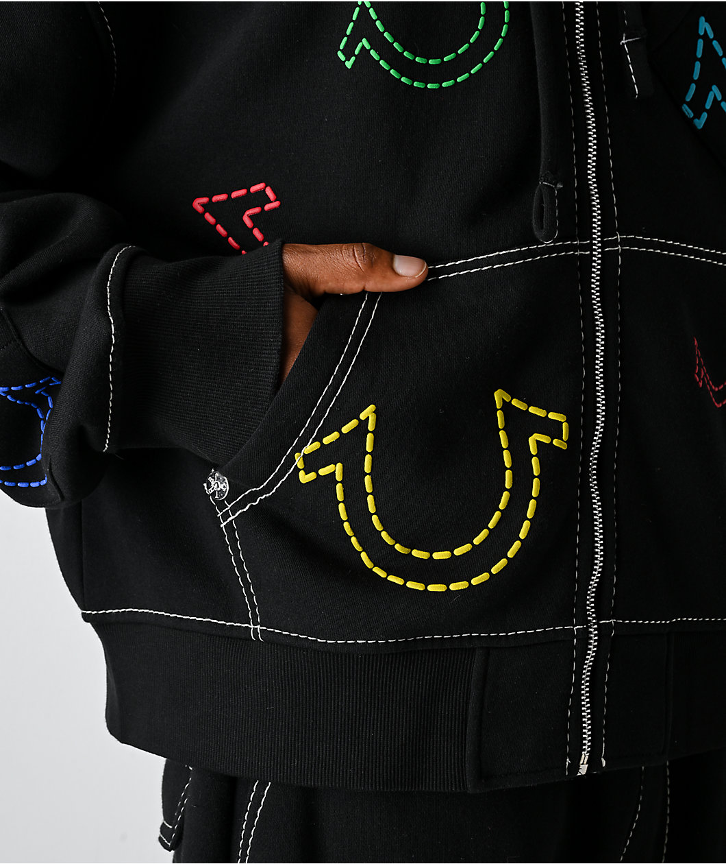 True Religion Horseshoe Big T Black Zip Hoodie