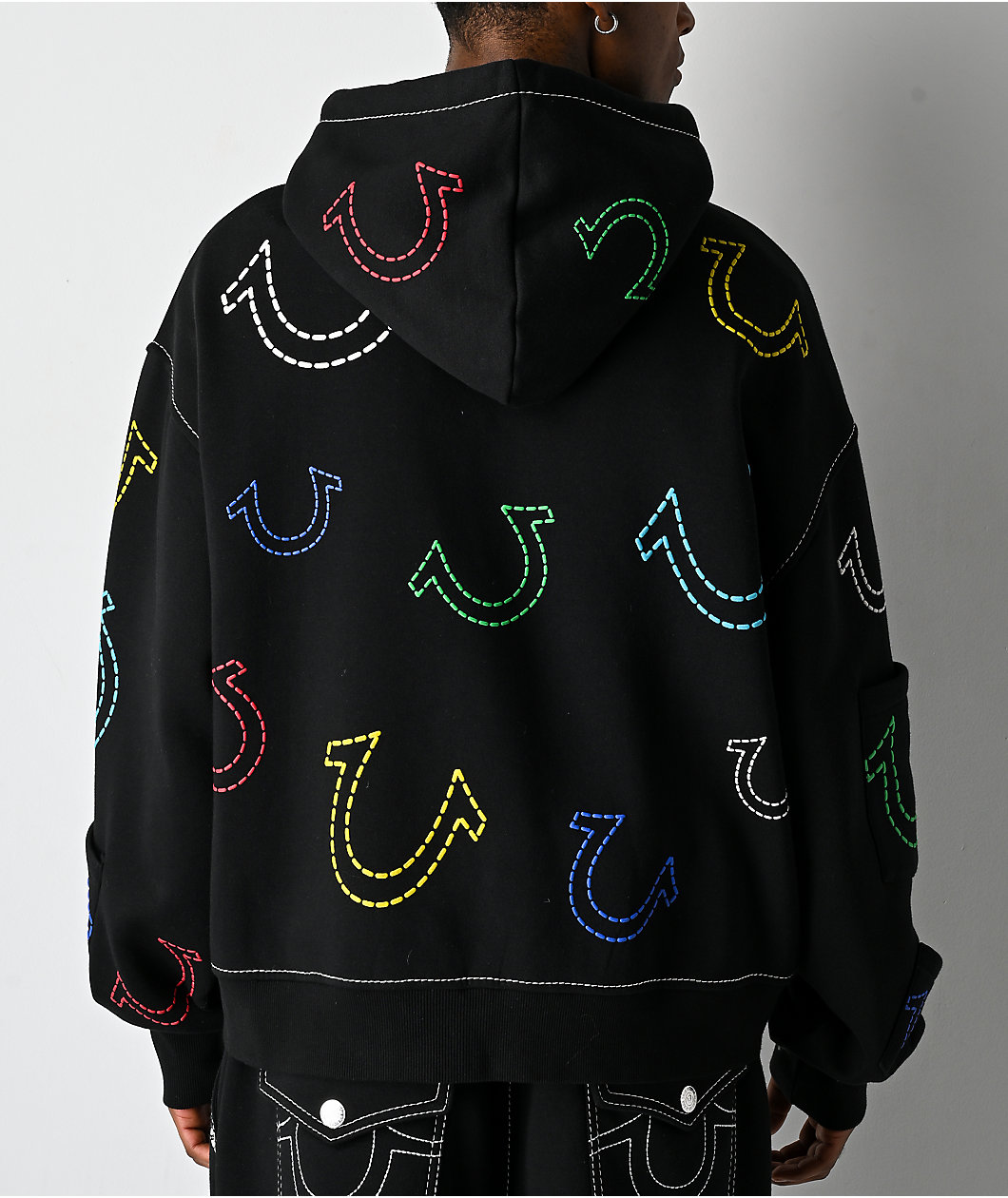 True Religion Horseshoe Big T Black Zip Hoodie