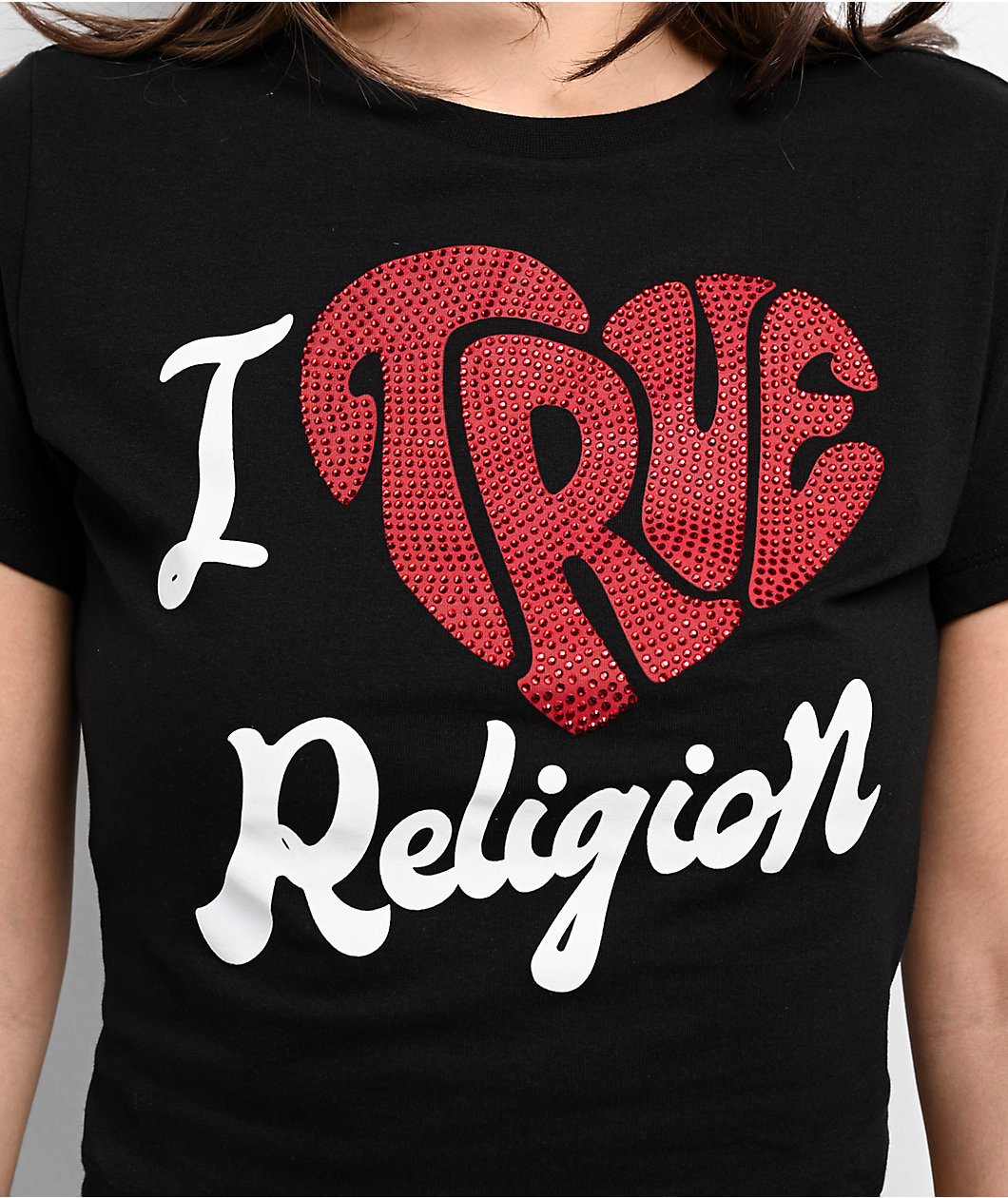 True Religion I Love TR Black Crop T-Shirt