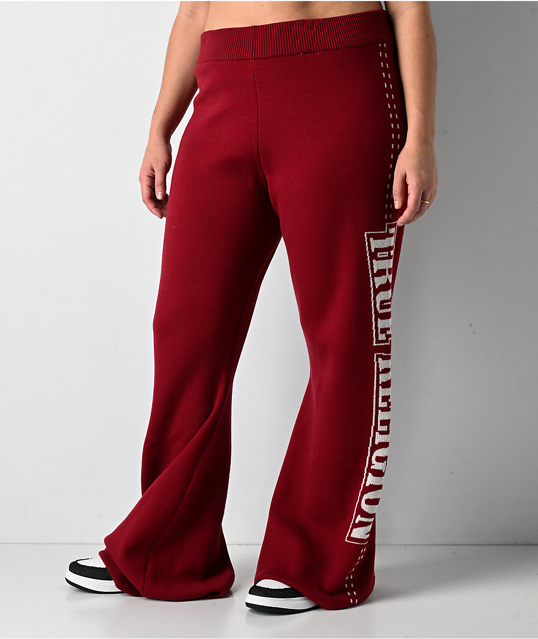 True Religion Jacquard Rhubarb Red Wide Leg Sweatpants