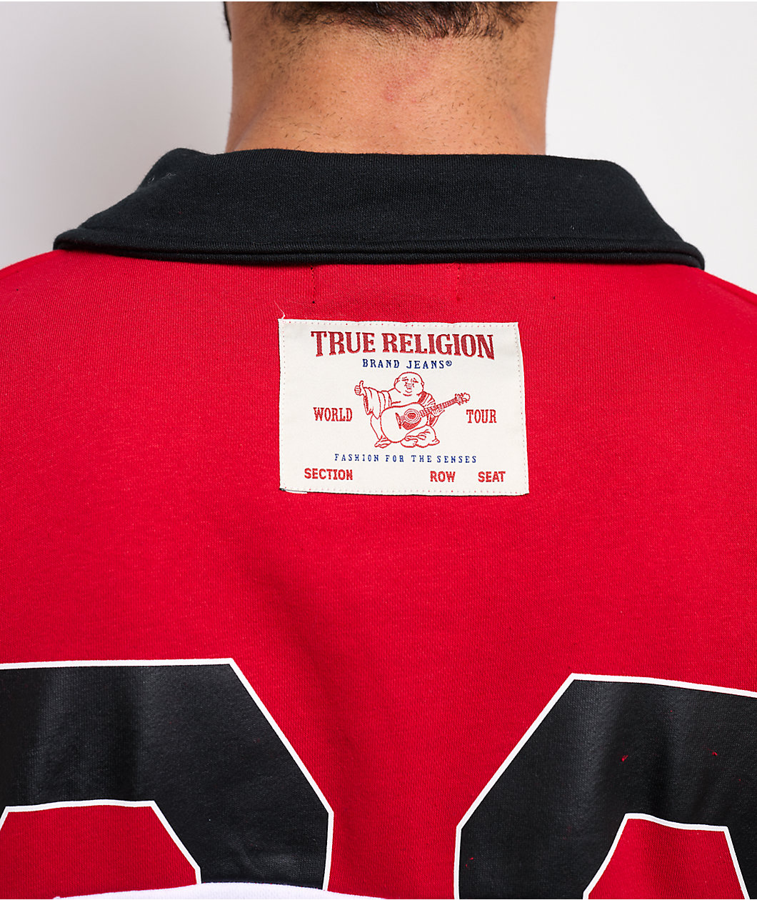 True Religion Jersey Knit Red Oversized Polo Shirt