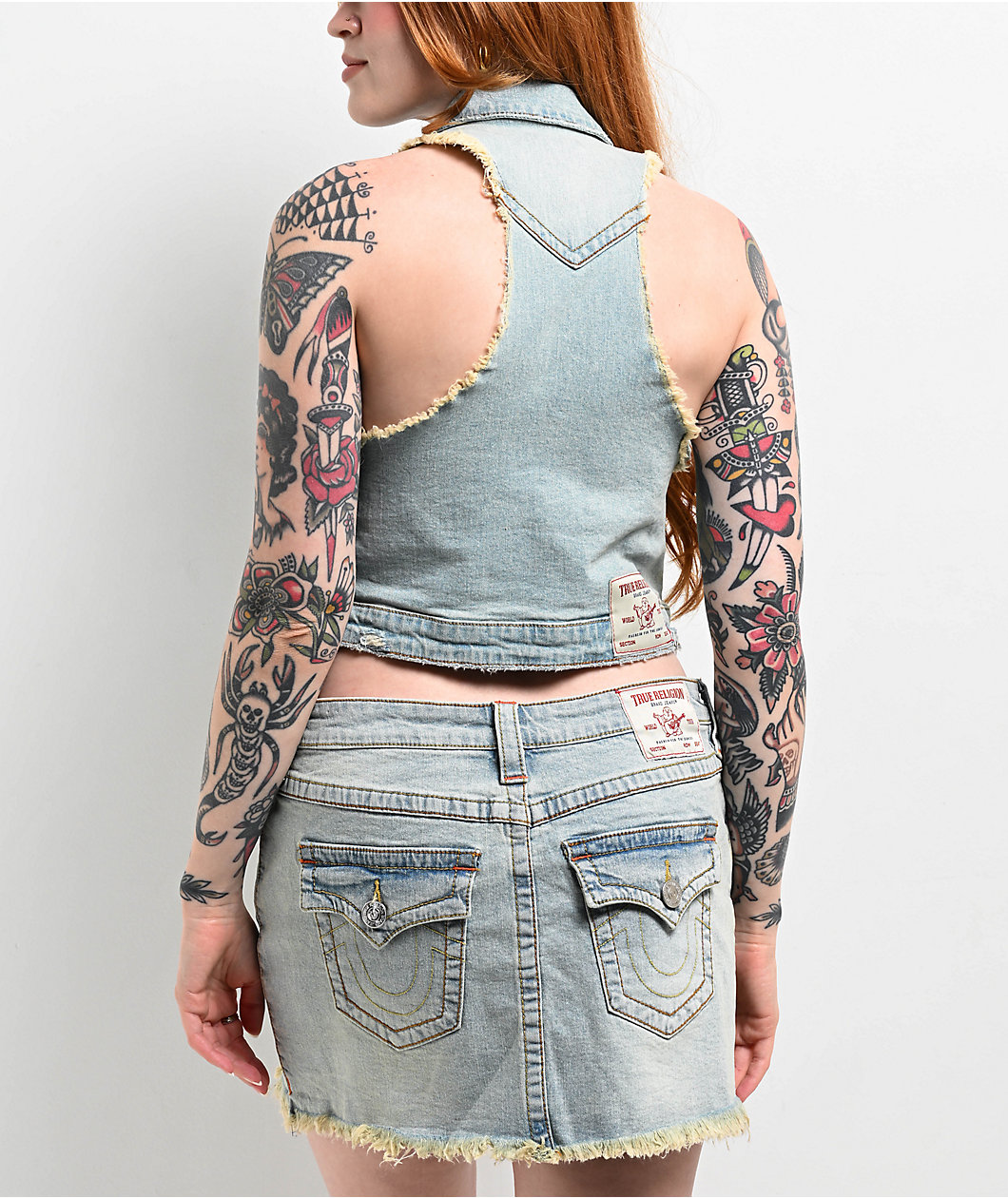 True Religion Jimmy Frayed La Jolla Crop Vest