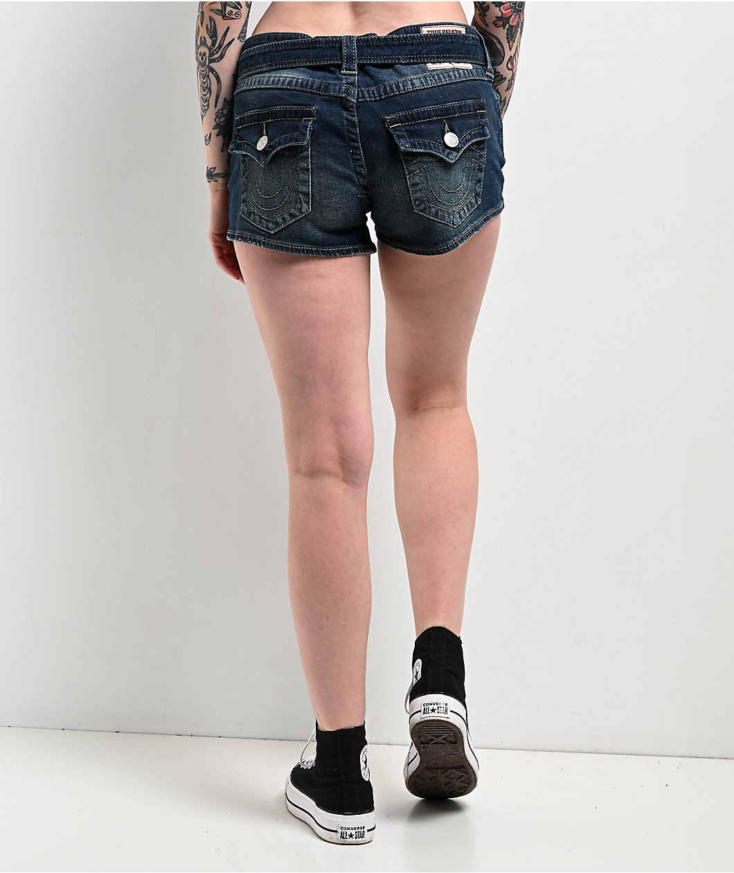 True Religion Joey Belted Big T La Serena Denim Shorts