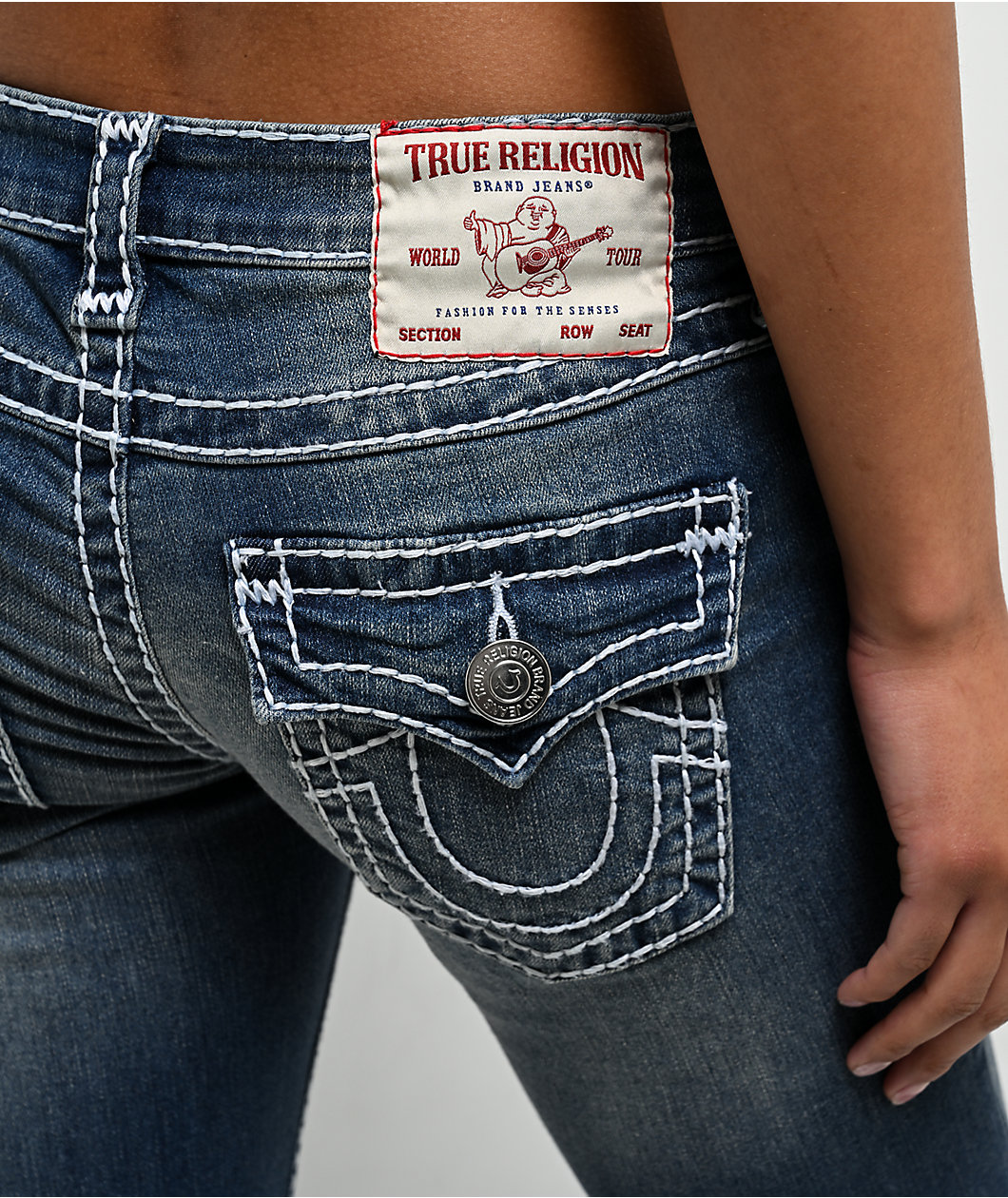 True Religion Joey Super T Valmonte Blue Wash Low Rise Bootcut Jeans