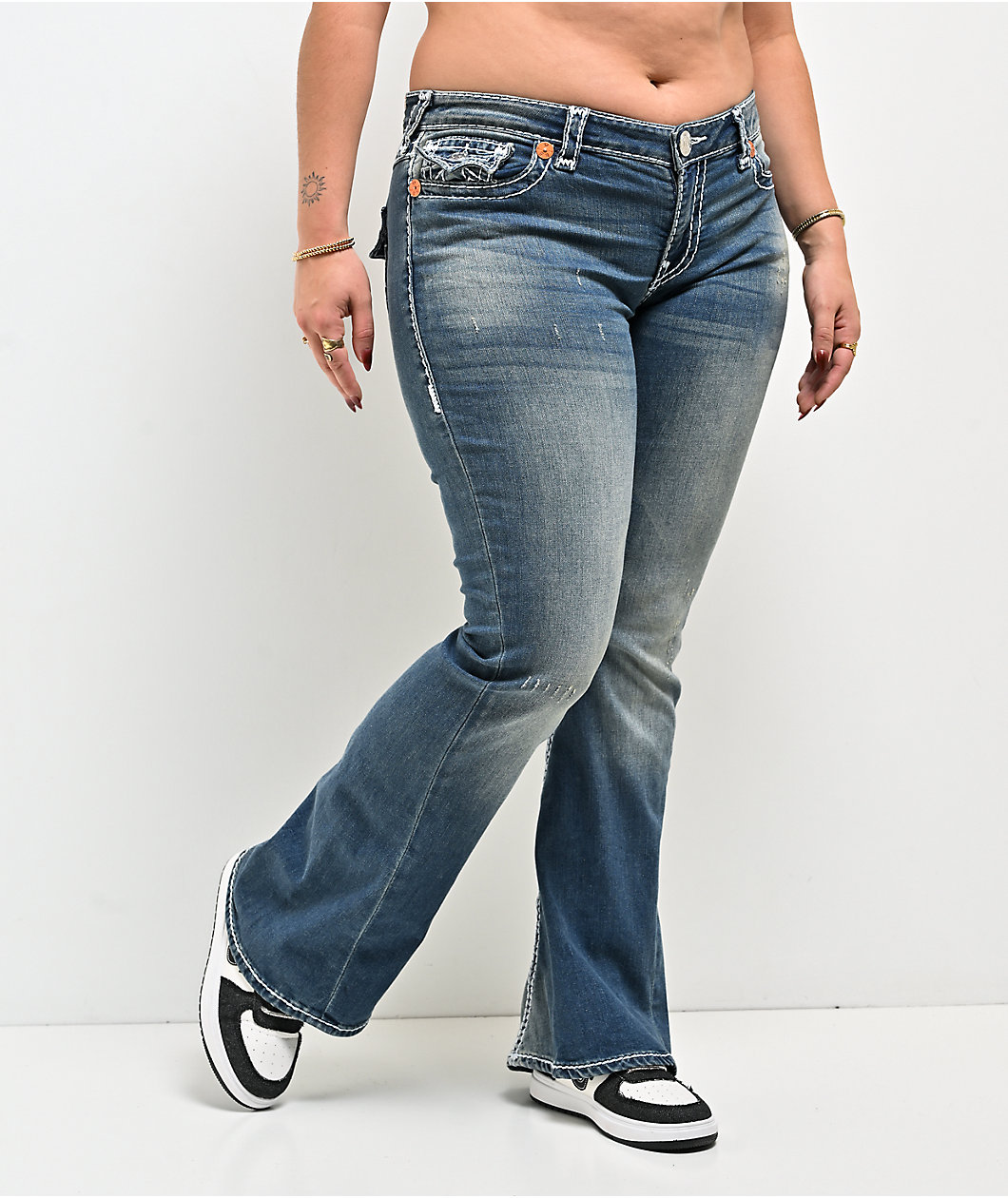 True Religion Joey Super T Valmonte Blue Wash Low Rise Bootcut Jeans