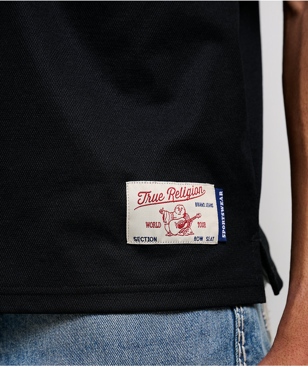 True Religion Logo Crest Sport Black Polo Shirt