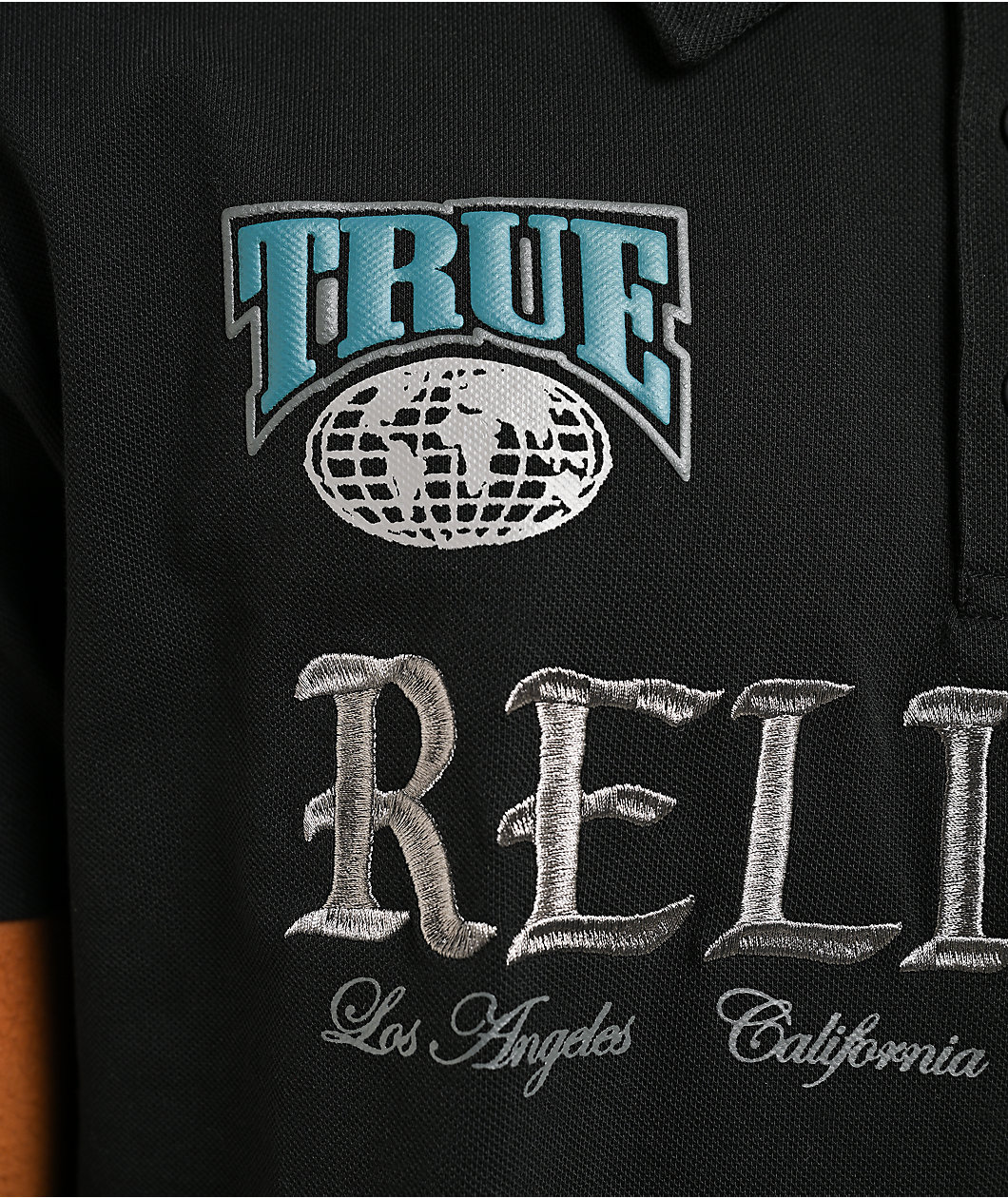 True Religion Logo Pique Black Polo Shirt