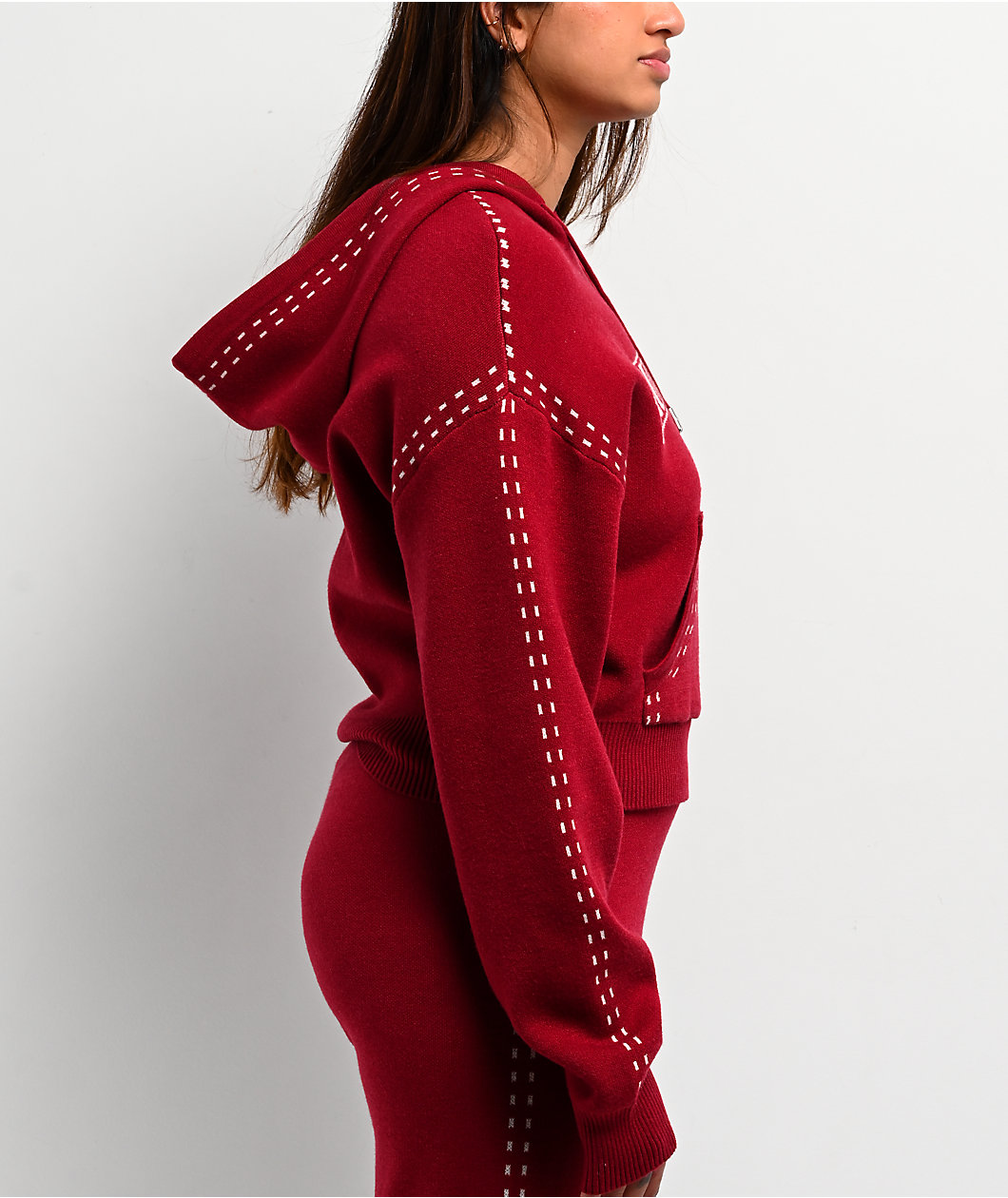 True Religion Logo Rhubarb Red Hooded Sweater