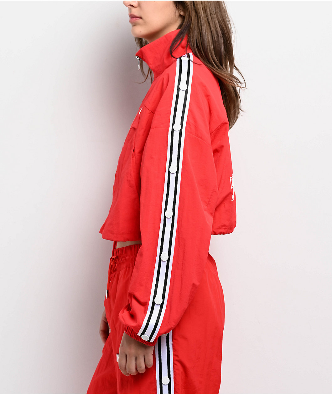 True Religion Nylon Red Shrunken Track Jacket