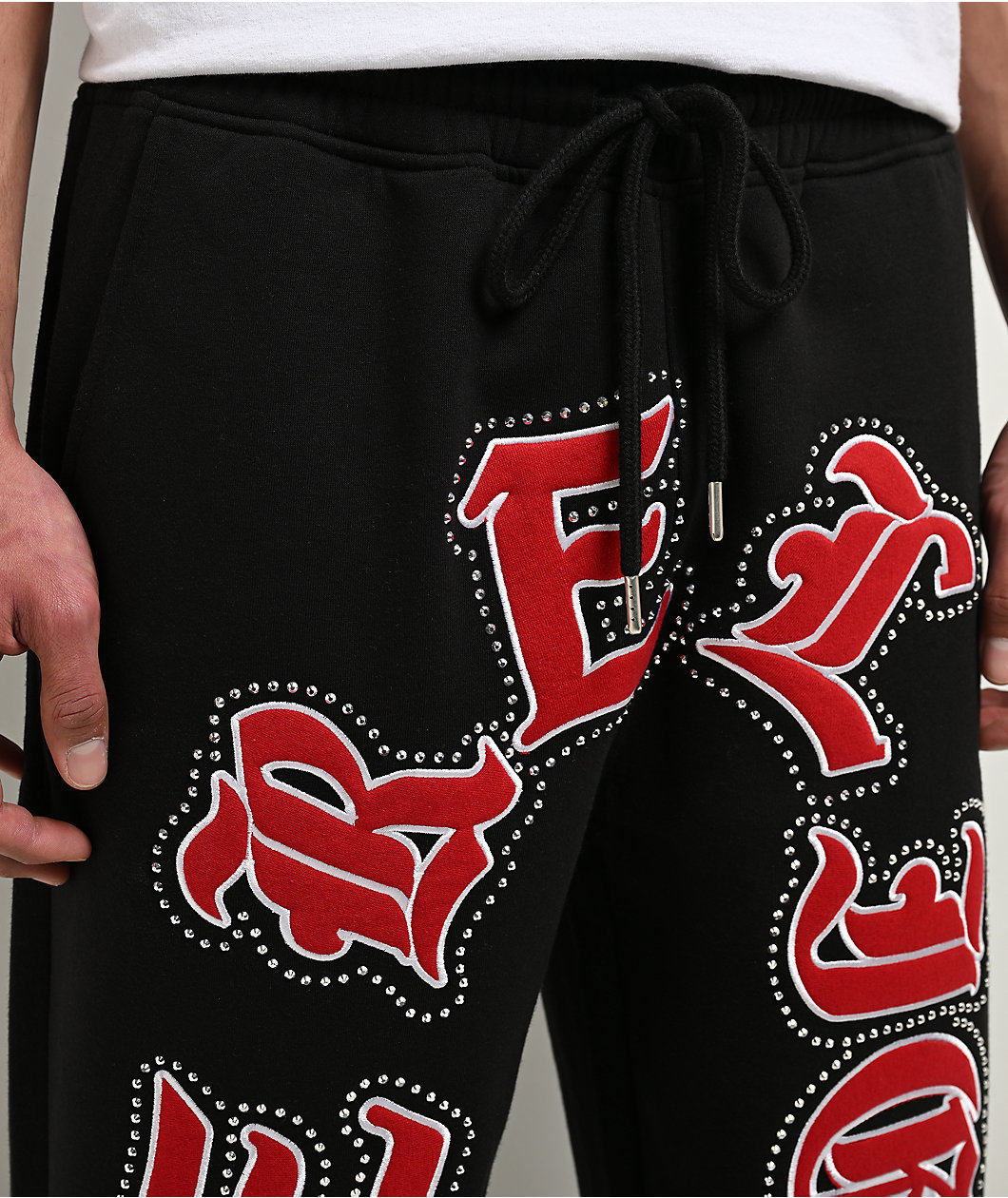 True Religion Old English Patch Black Sweatpants