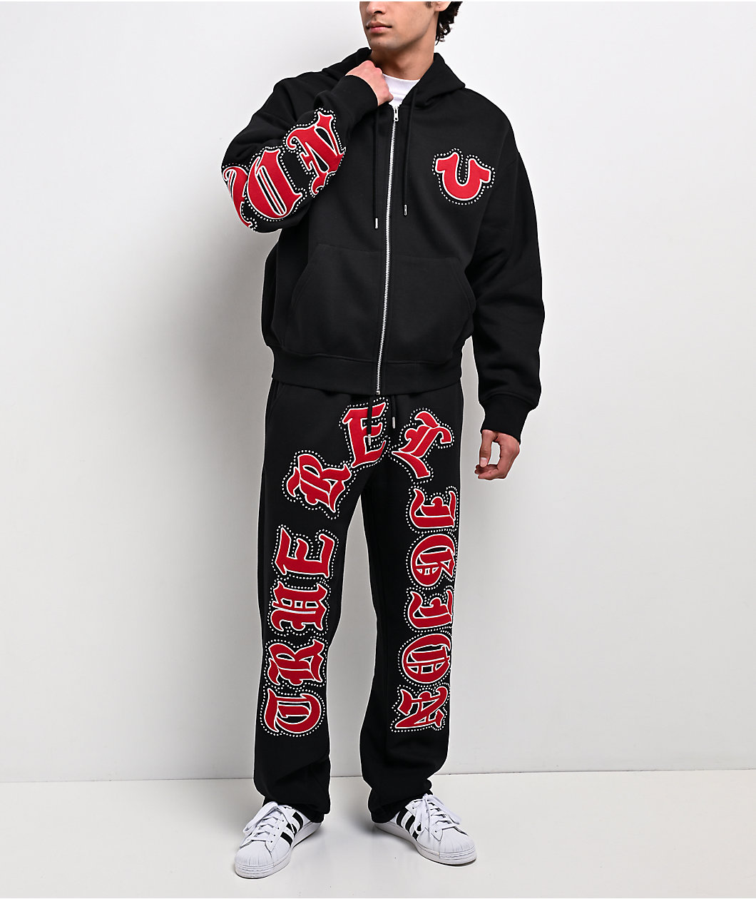 True Religion Old English Patch Black Sweatpants