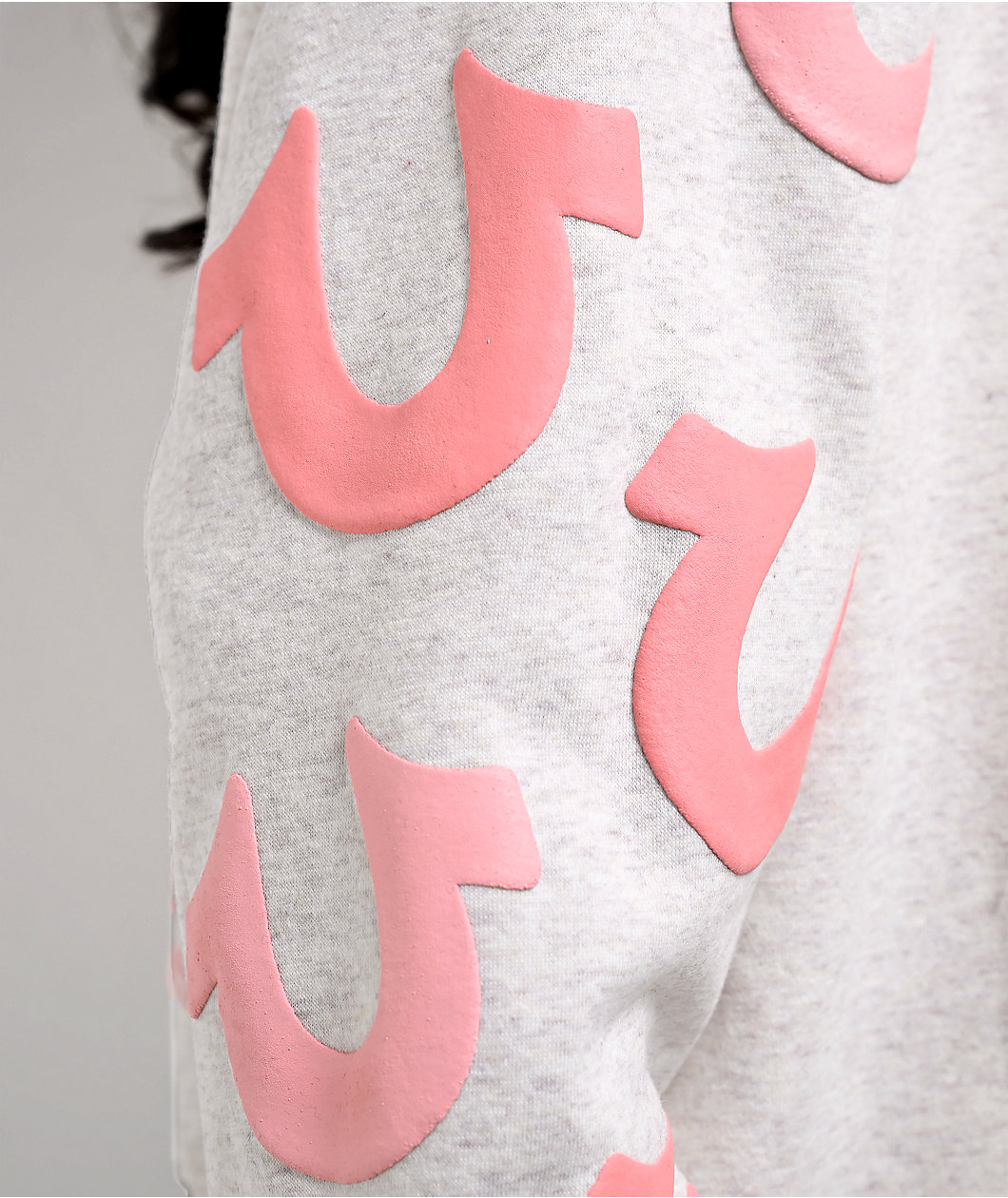 True Religion Puff-Print Heather Grey Zip Hoodie