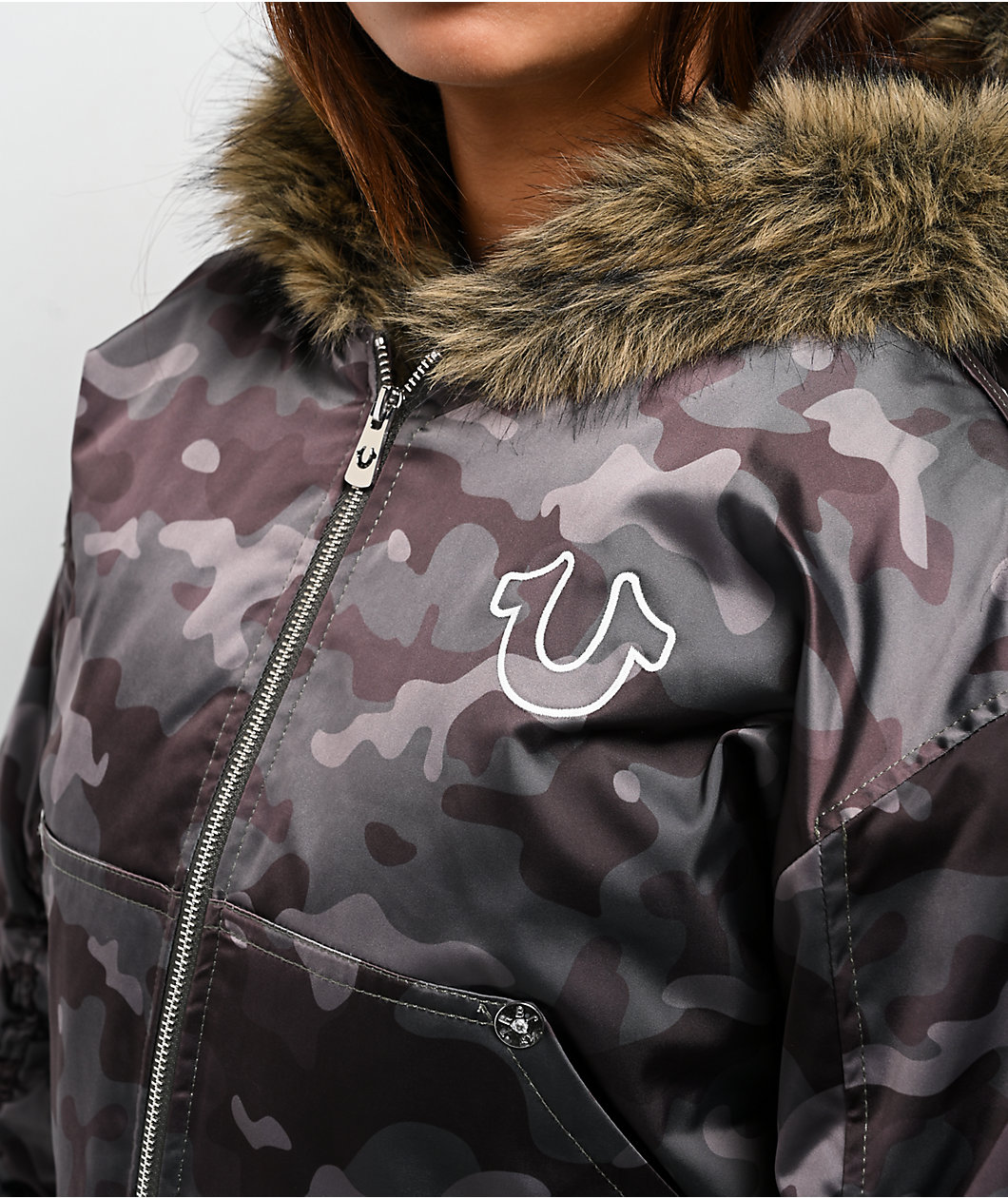 True Religion Relaxed Camo Crop Jacket