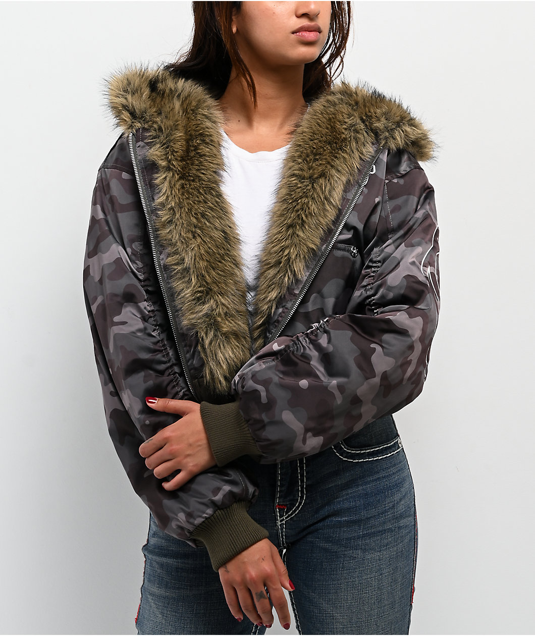True Religion Relaxed Camo Crop Jacket