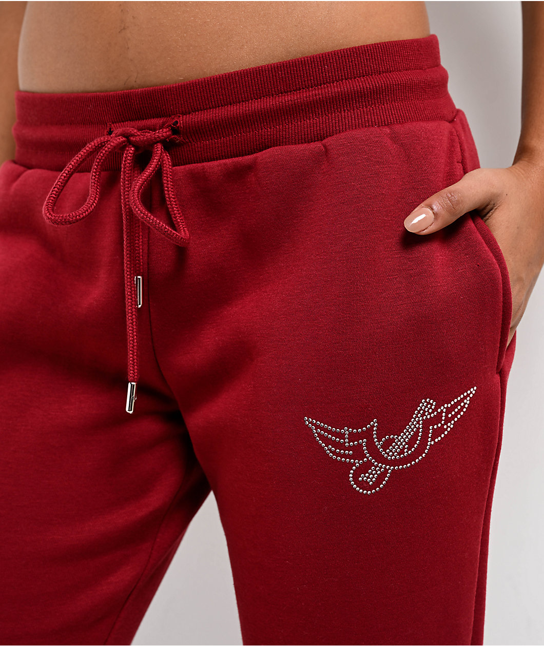 True Religion Retro Crystal Logo Ruby Red Jogger Sweatpants