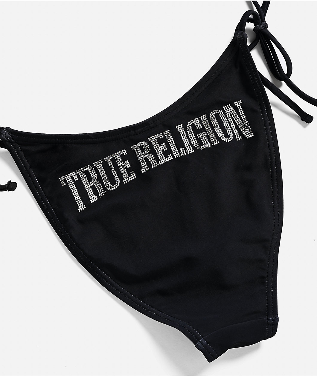 True Religion Rhinestone Wings Black High Leg Bikini Bottom
