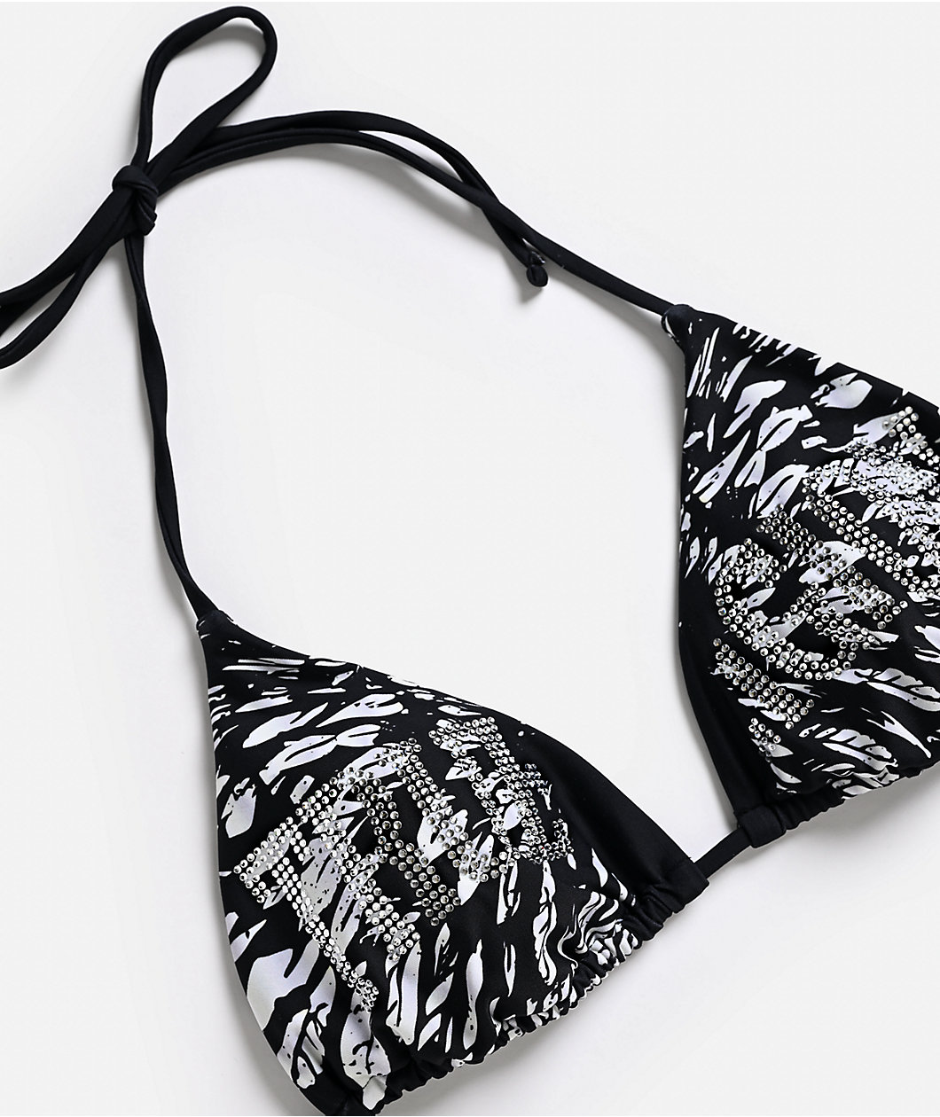 True Religion Rhinestone Wings Black Triangle Bikini Top