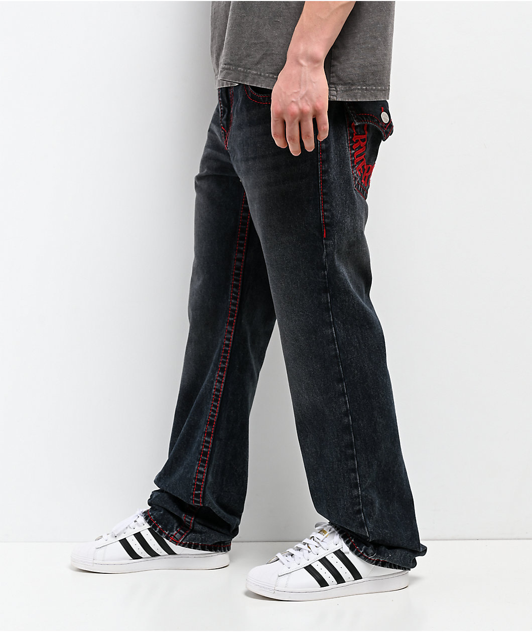 True Religion Ricky Big T Flap Blublack Wash Straight Leg Jeans