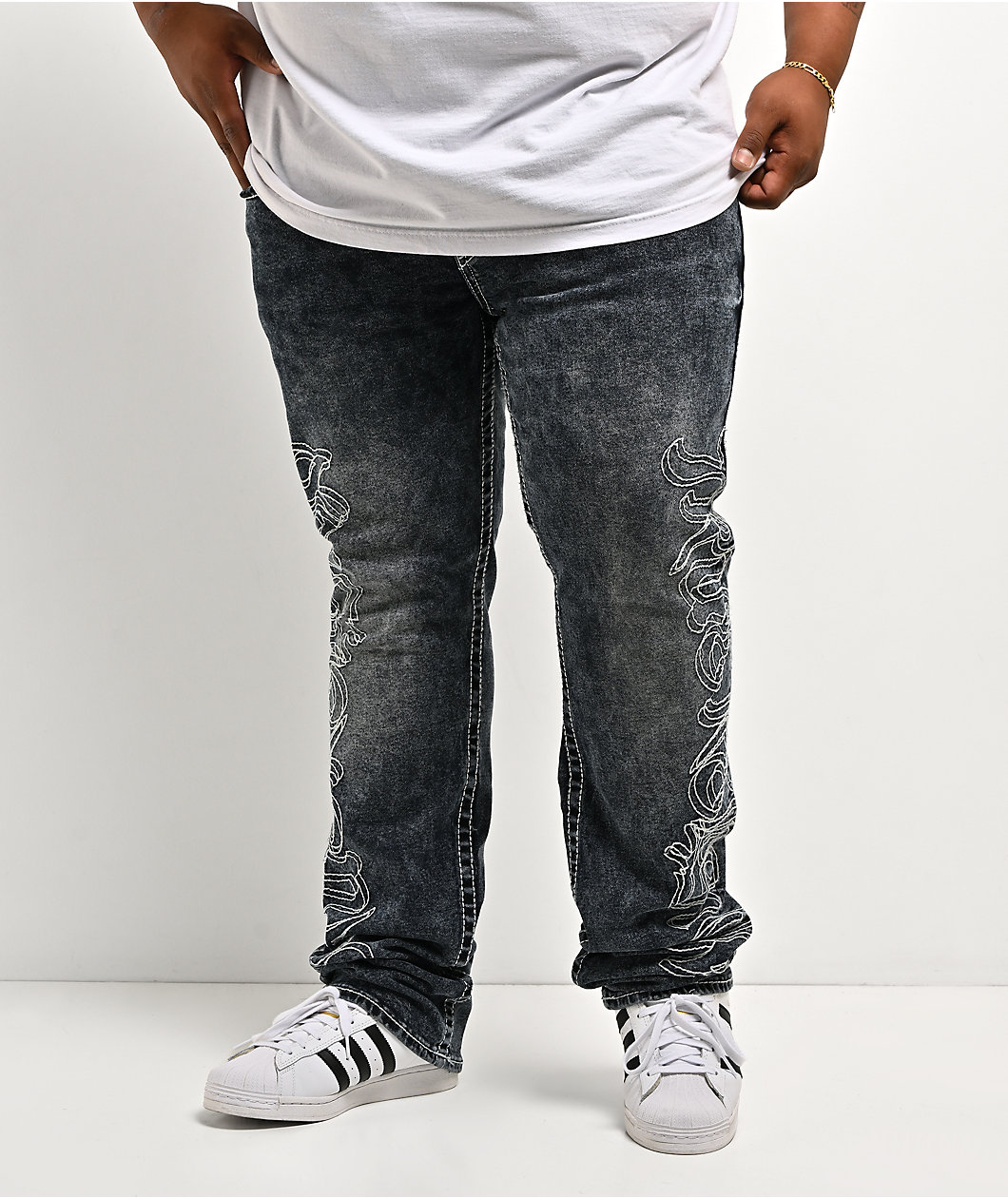 True Religion Ricky Big T Flap Jaded Blue Wash Straight Leg Jeans