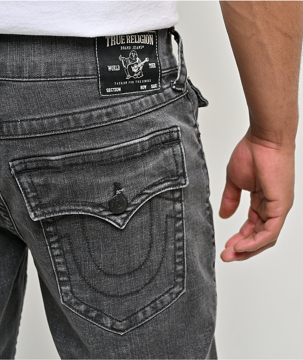 True Religion Ricky Flap Driftwood Dark Grey Wash Straight Leg Jeans