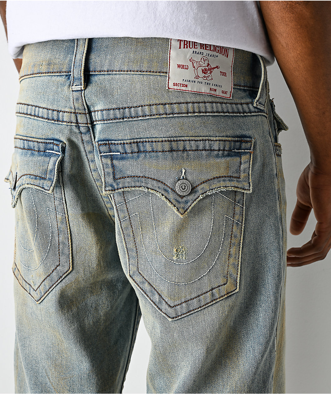 True Religion Ricky Frayed Flap Rocky Point Blue Wash Denim Shorts