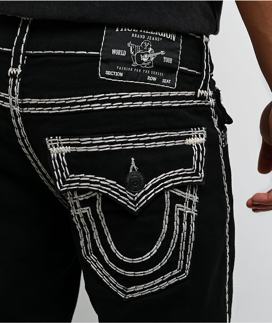 True Religion Ricky Super QT Flap Black Straight Leg Jeans