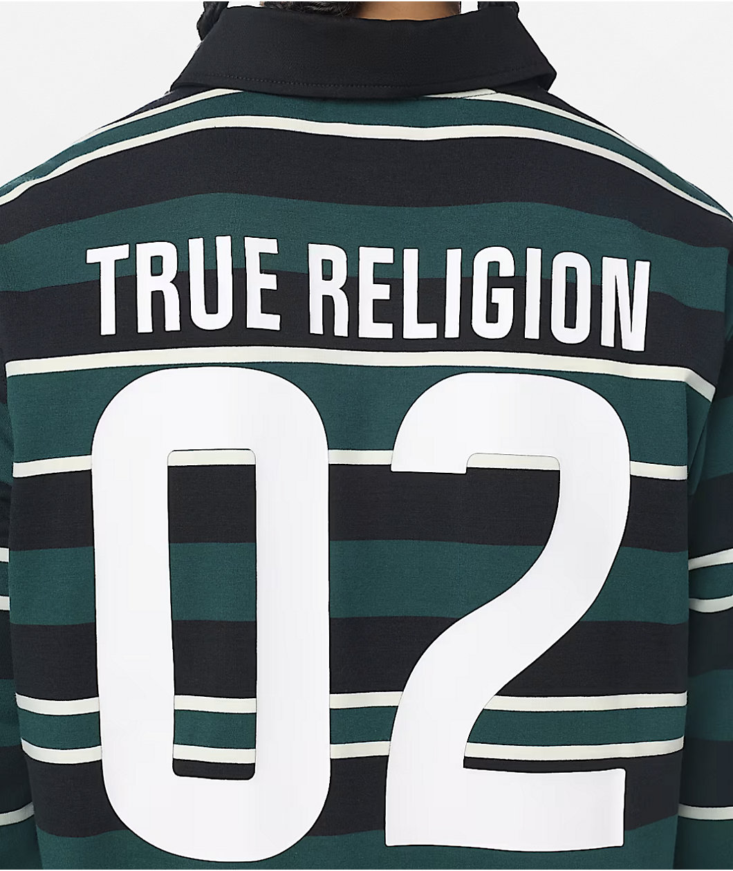 True Religion Rugby Green Long Sleeve Polo T-Shirt
