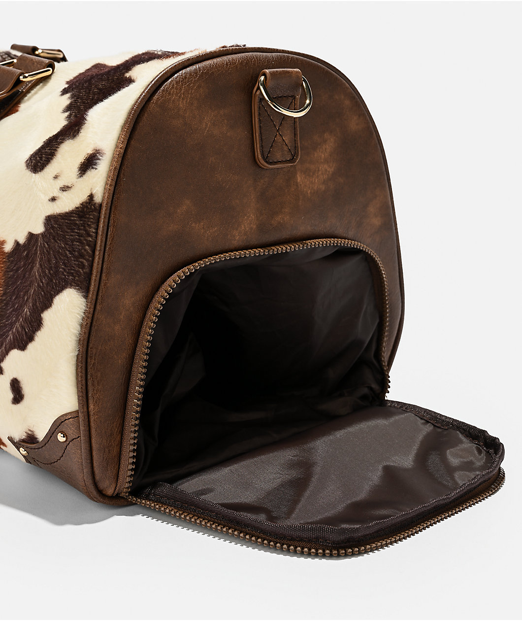 True Religion Scurlock Brown Cow Print Duffel Bag
