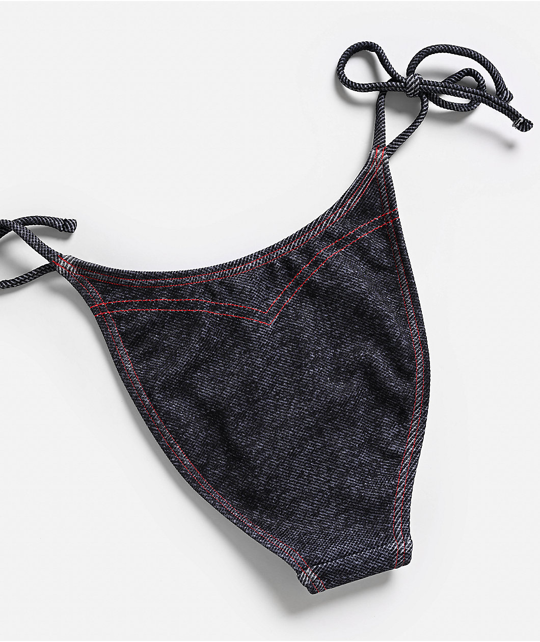 True Religion Stitching Logo Blue High Leg Bikini Bottom