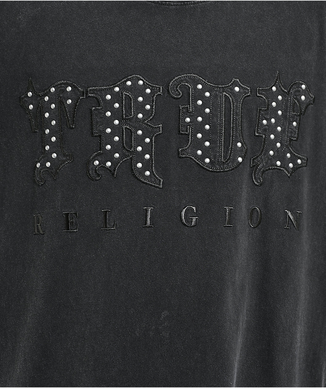 True Religion Studded Logo Black Wash T-Shirt