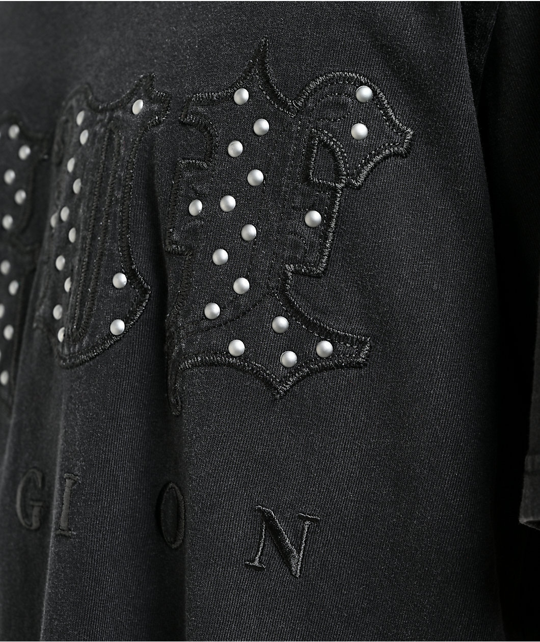 True Religion Studded Logo Black Wash T-Shirt