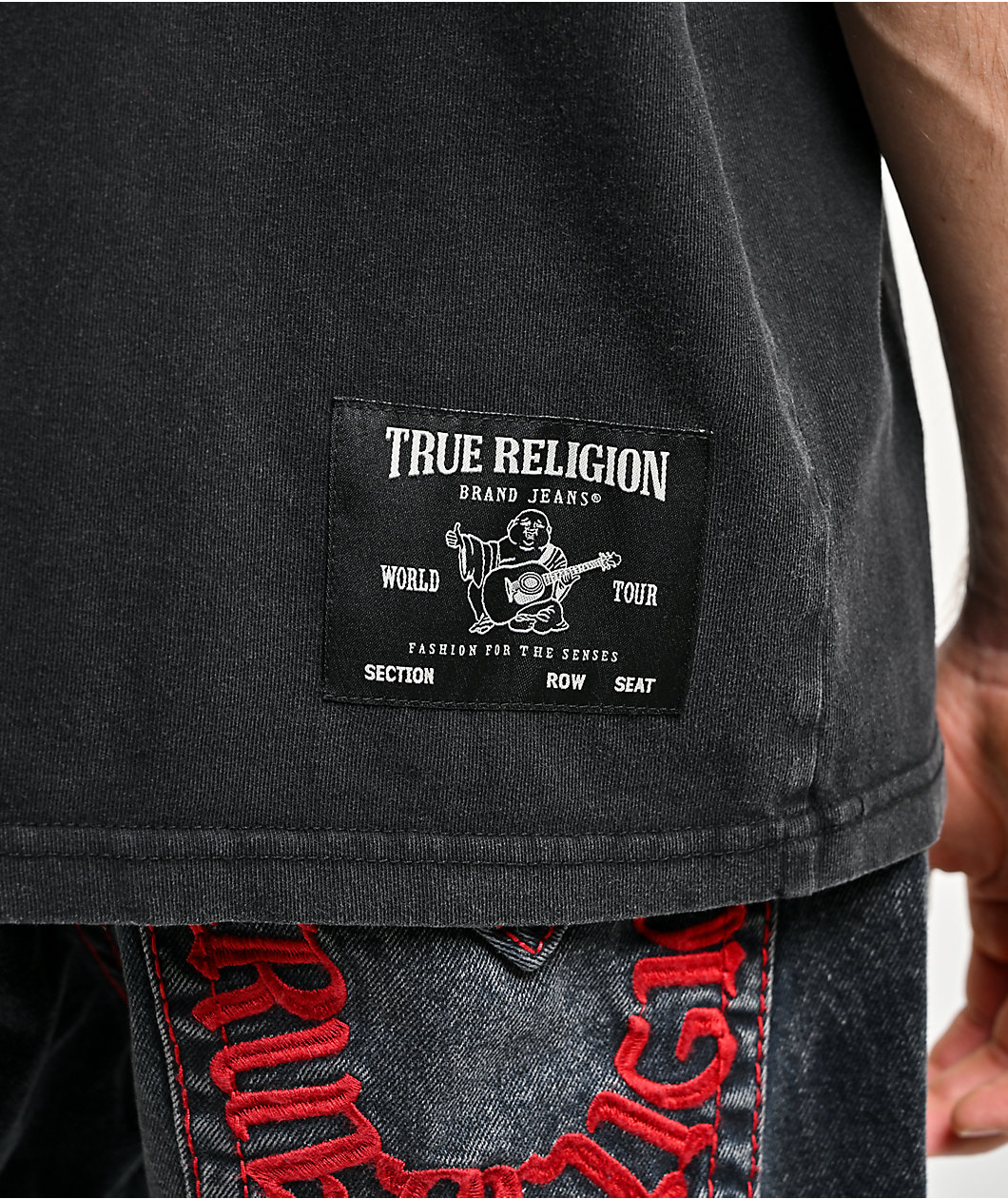 True Religion Studded Logo Black Wash T-Shirt