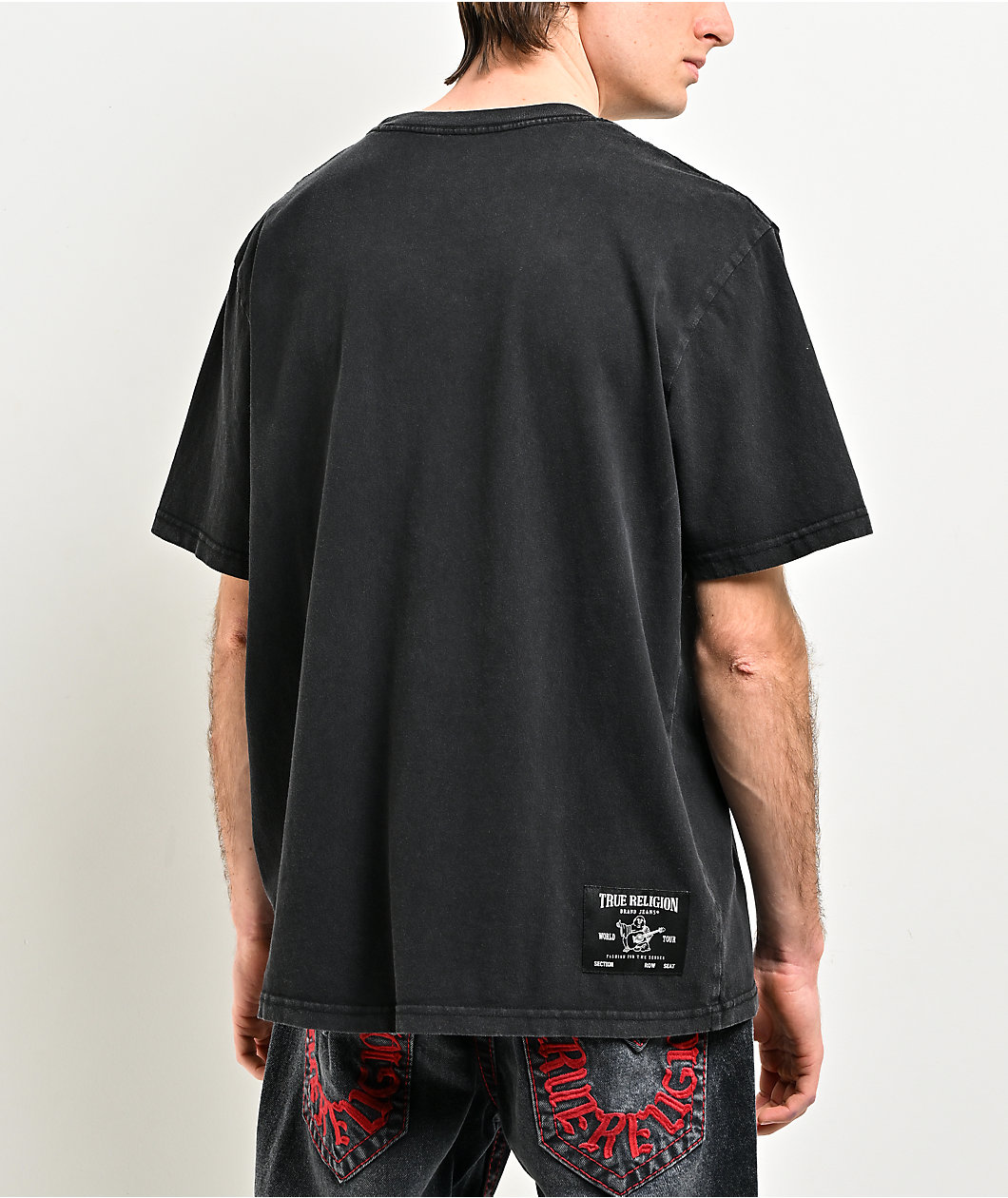 True Religion Studded Logo Black Wash T-Shirt