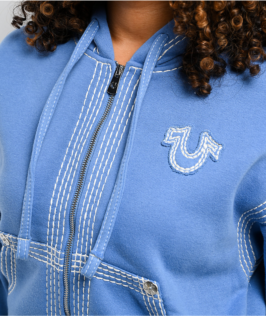 True Religion Super QT Pacific Coast Crop Zip Hoodie