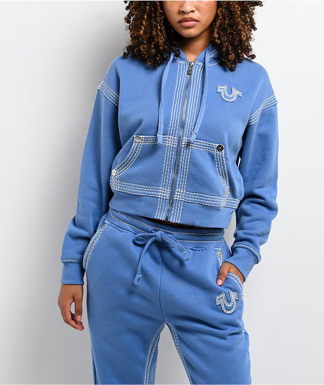 True Religion Super QT Pacific Coast Crop Zip Hoodie