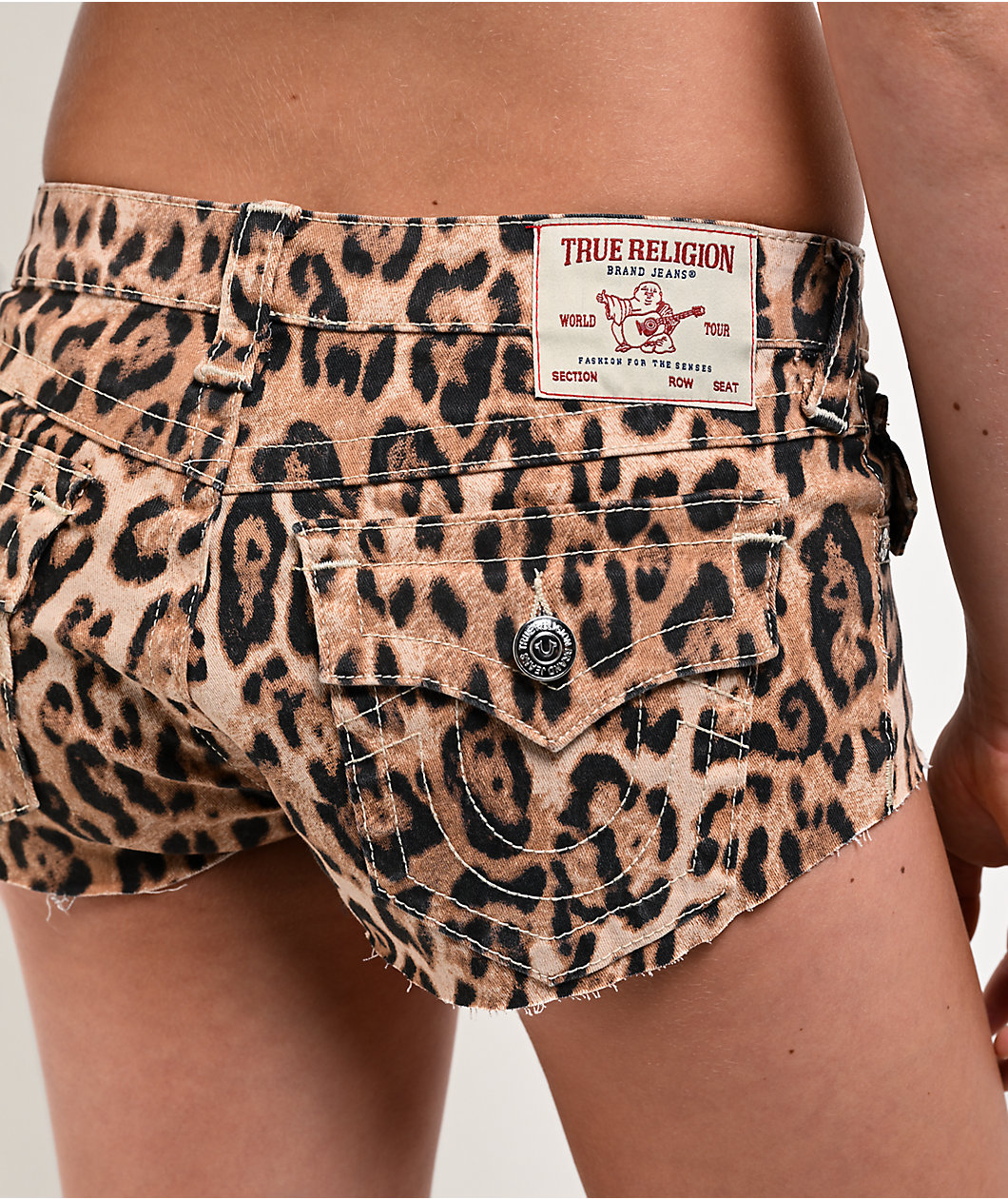 True Religion Super T Flap Leopard Spicy Shorts