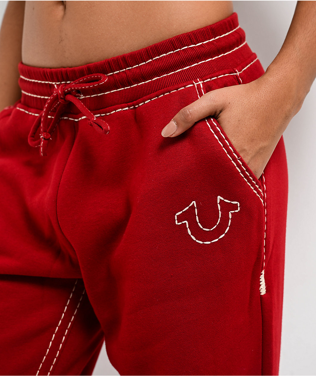 True Religion Super T Fleece Ruby Red Sweatpants