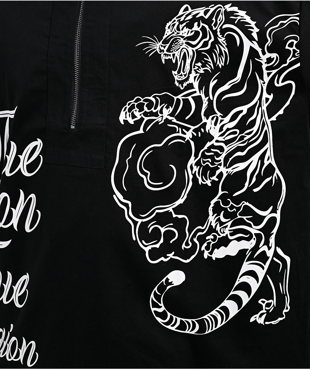 True Religion Tiger Black Half Zip Work Shirt