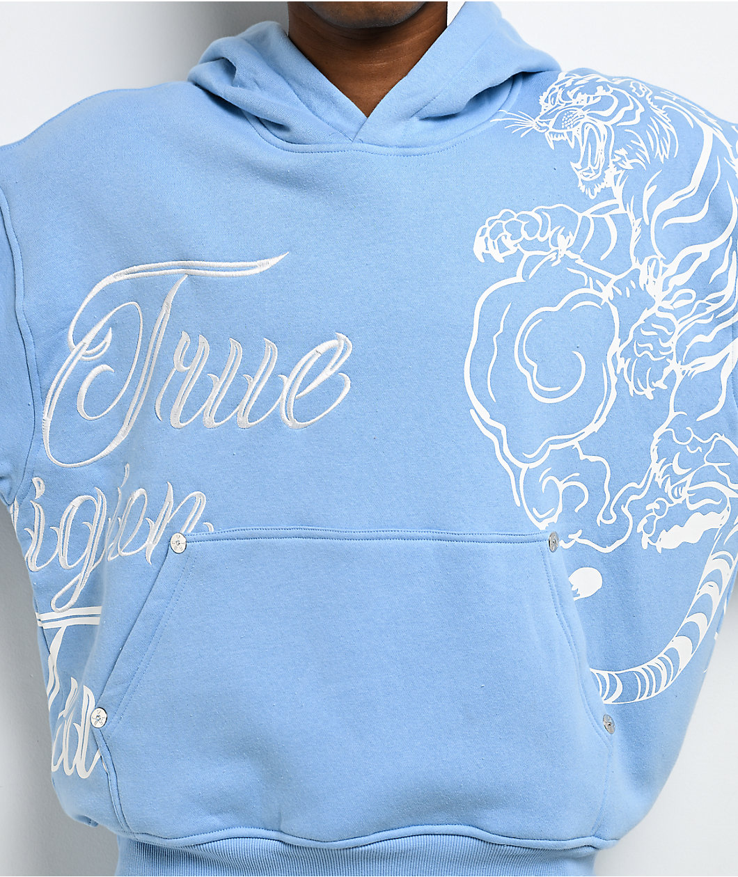 True Religion Tiger Script Blue Hoodie