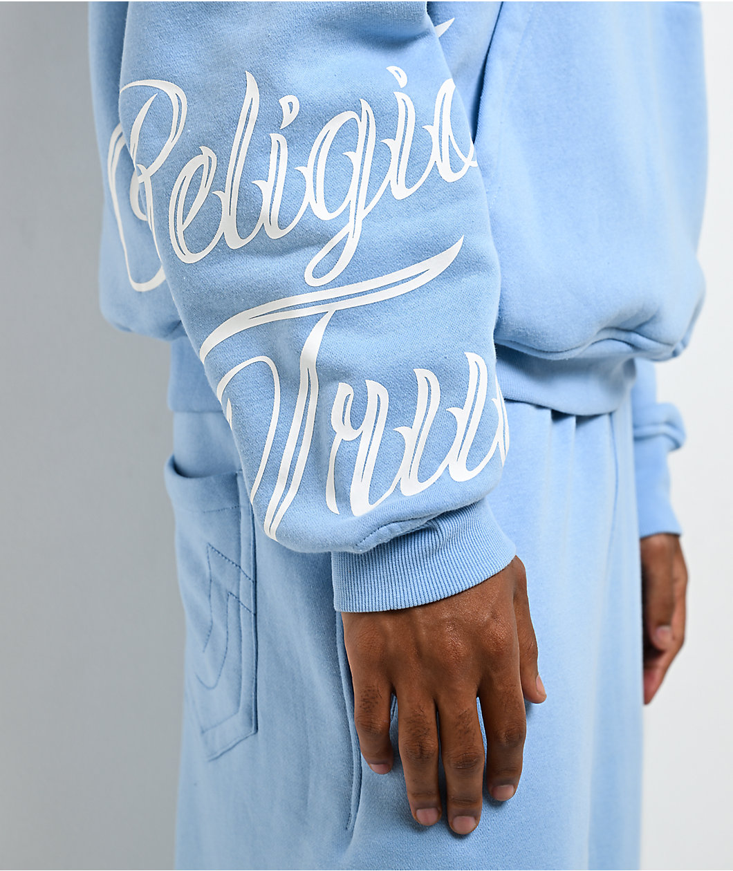 True Religion Tiger Script Blue Hoodie