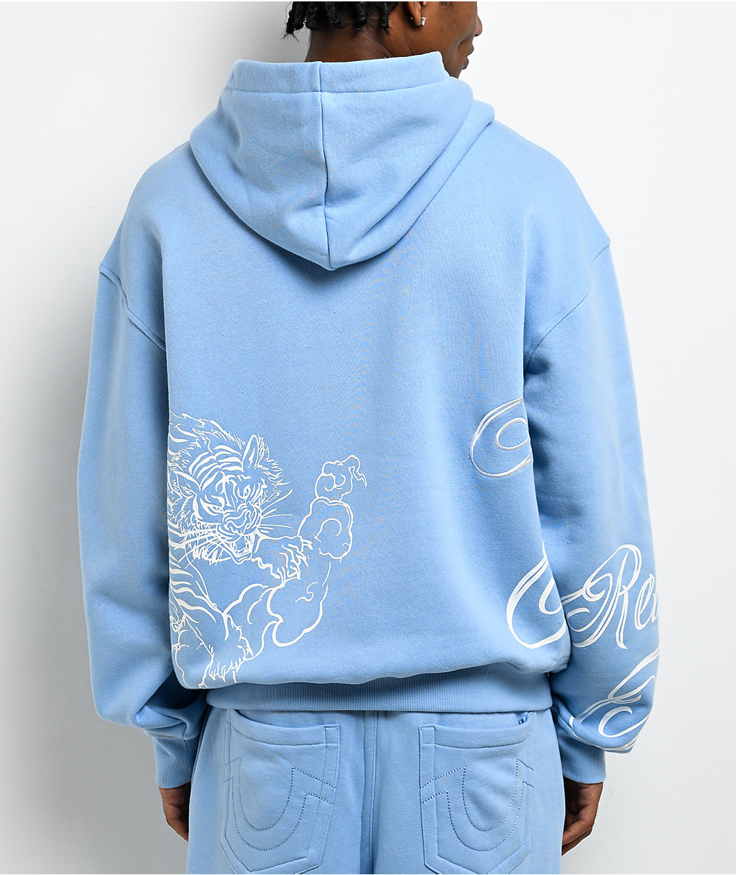 True Religion Tiger Script Blue Hoodie