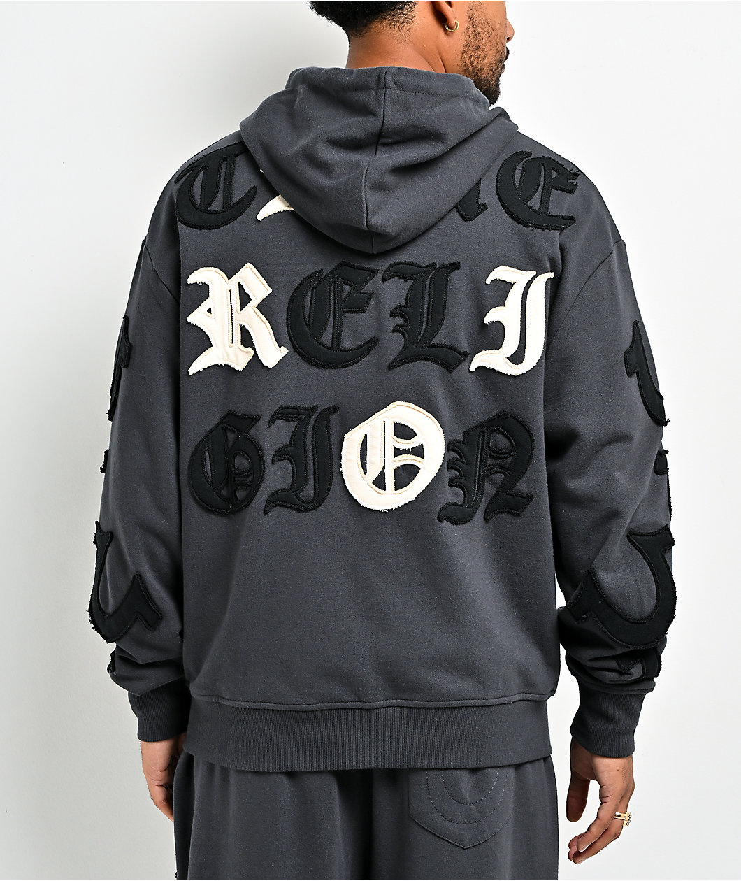 True Religion Tossed Logo Phantom Grey Sweatpants