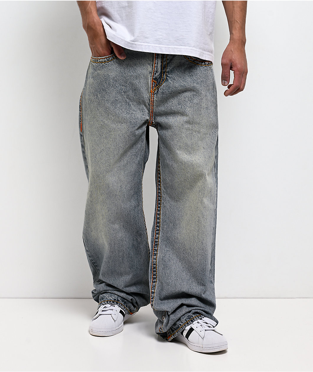True Religion Vinny Super T Kelp Medium Wash Ultra Baggy Jeans