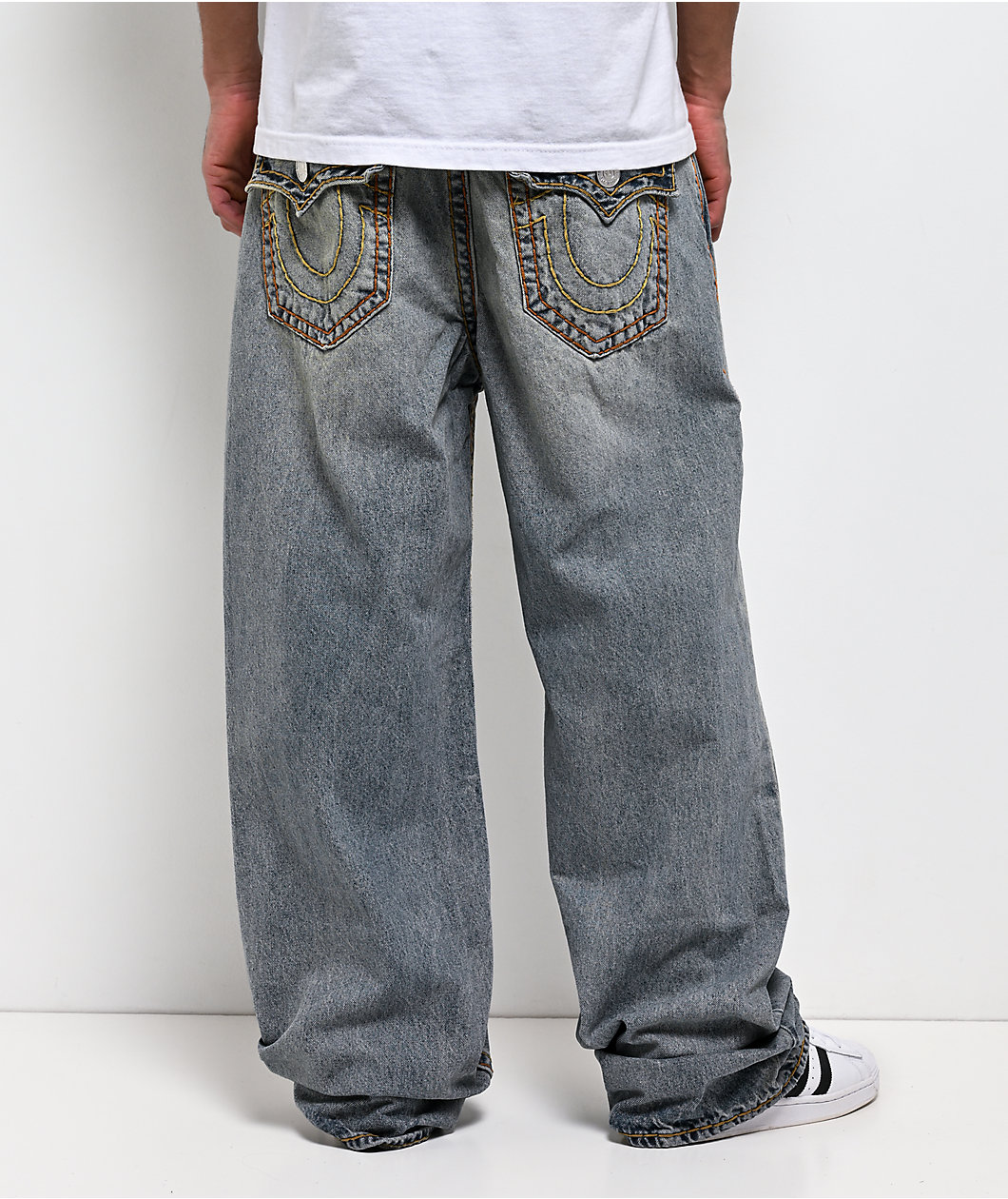 True Religion Vinny Super T Kelp Medium Wash Ultra Baggy Jeans