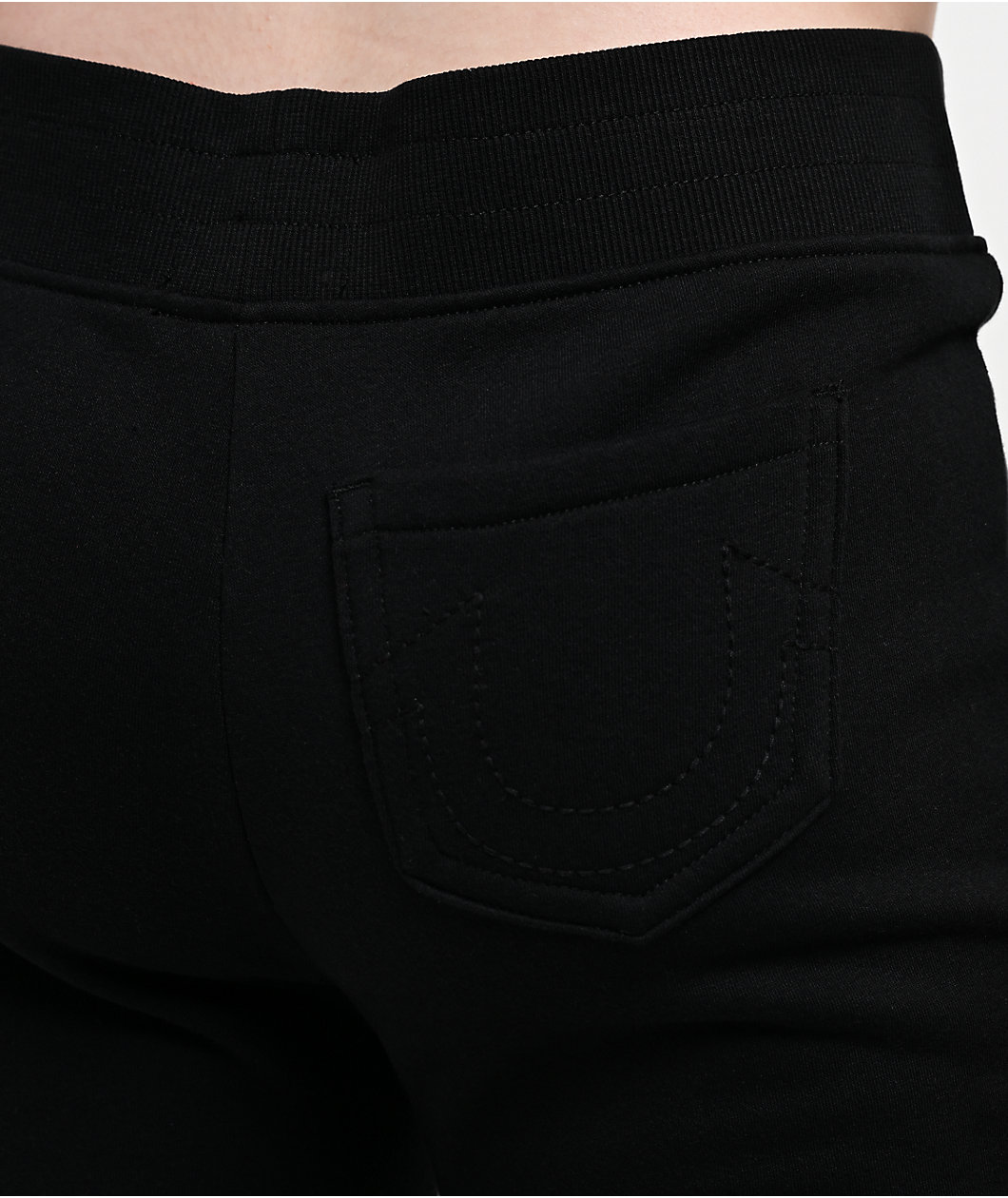 True Religion Virgin Mary Black Mid Rise Bootcut Sweatpants