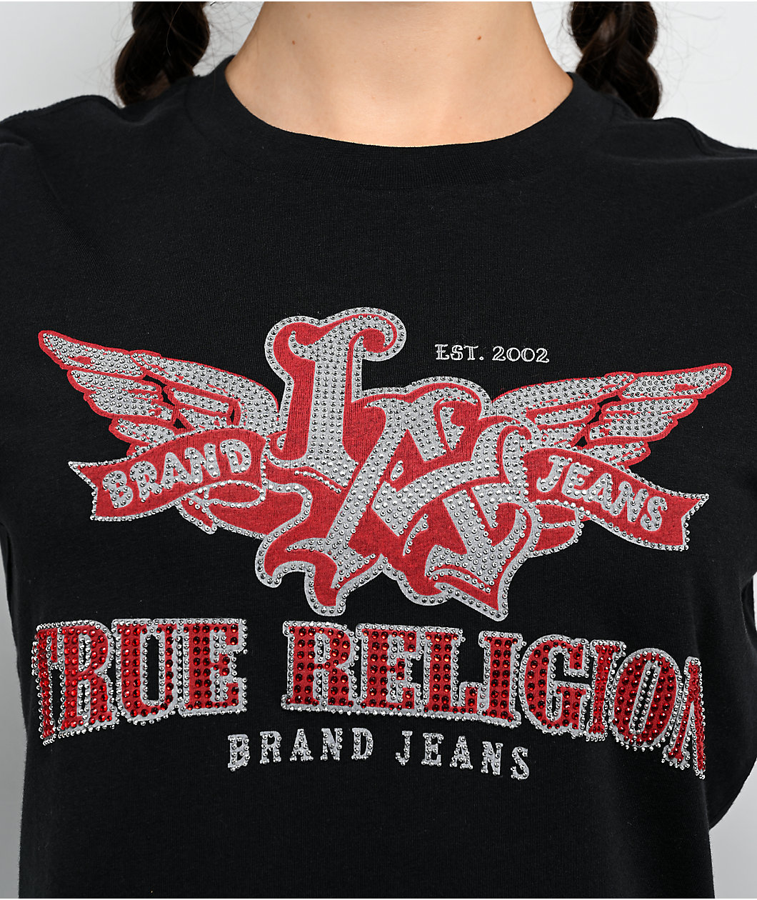 True Religion Wing Crystal Black Crop T-Shirt