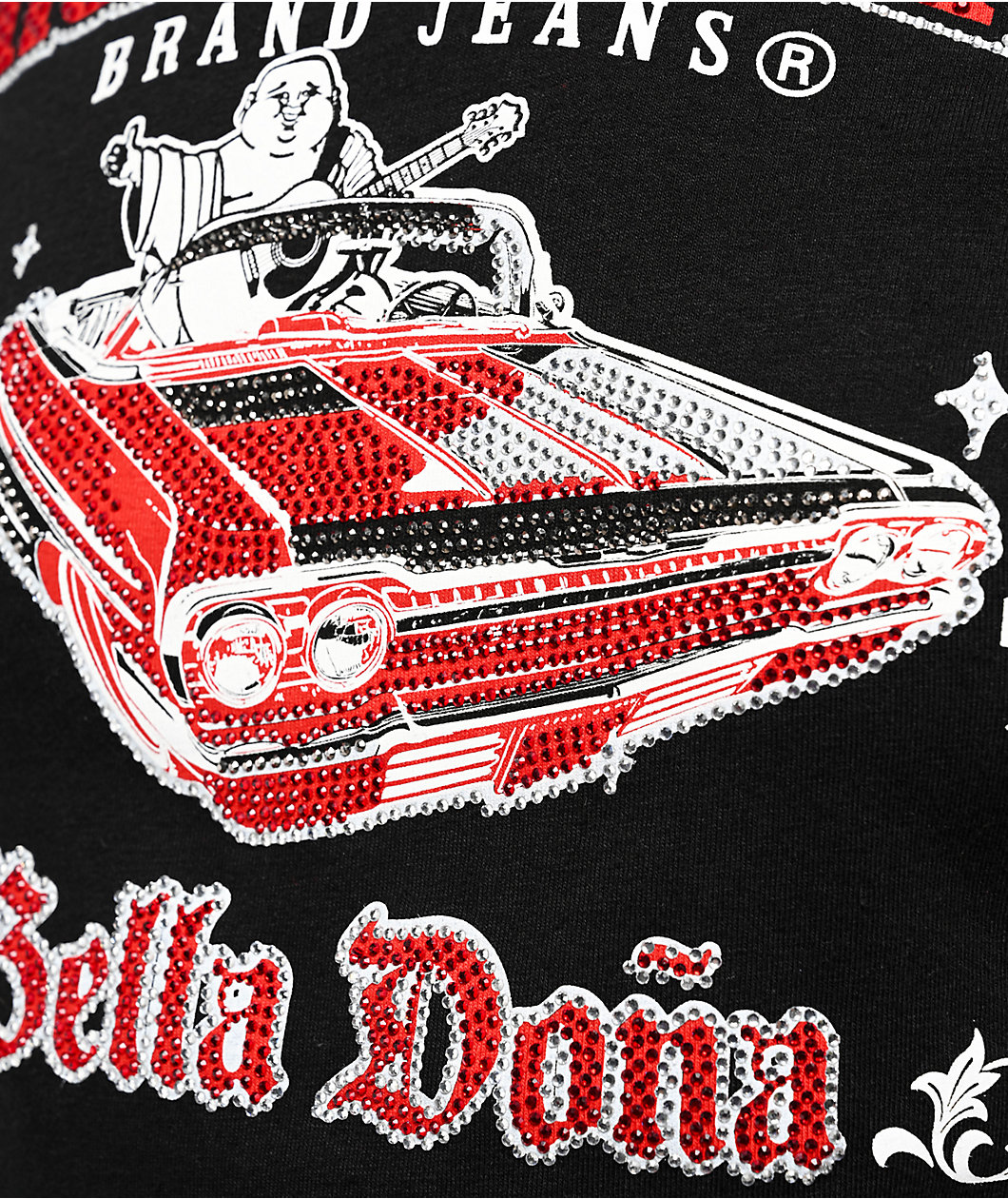 True Religion x Bella Doña Low Rider Crystal Black Crop T-Shirt