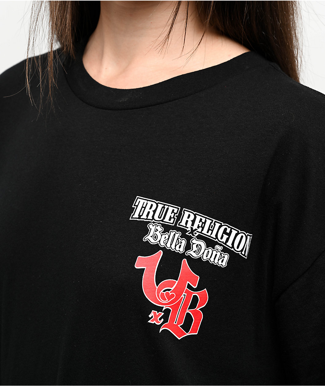 True Religion x Bella Doña Oversized Black T-Shirt