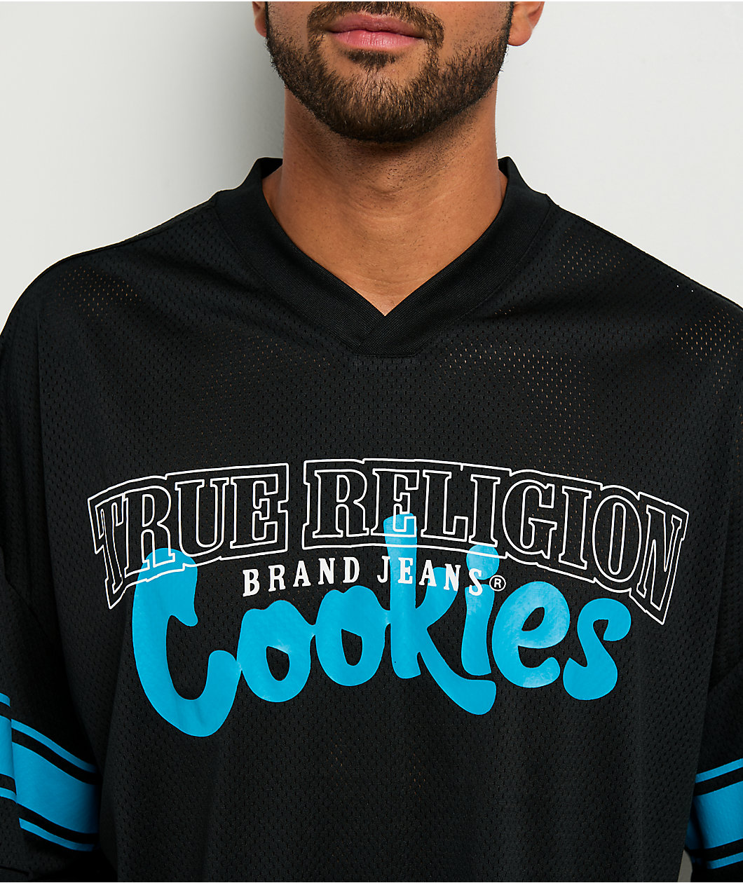 True Religion x Cookies Heavy Mesh Black Football Jersey